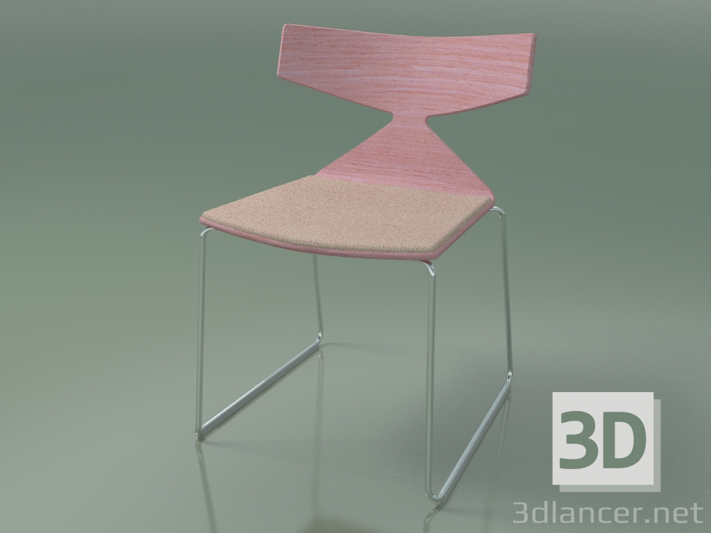 3d model Silla apilable 3711 (en trineo, con almohada, rosa, CRO) - vista previa