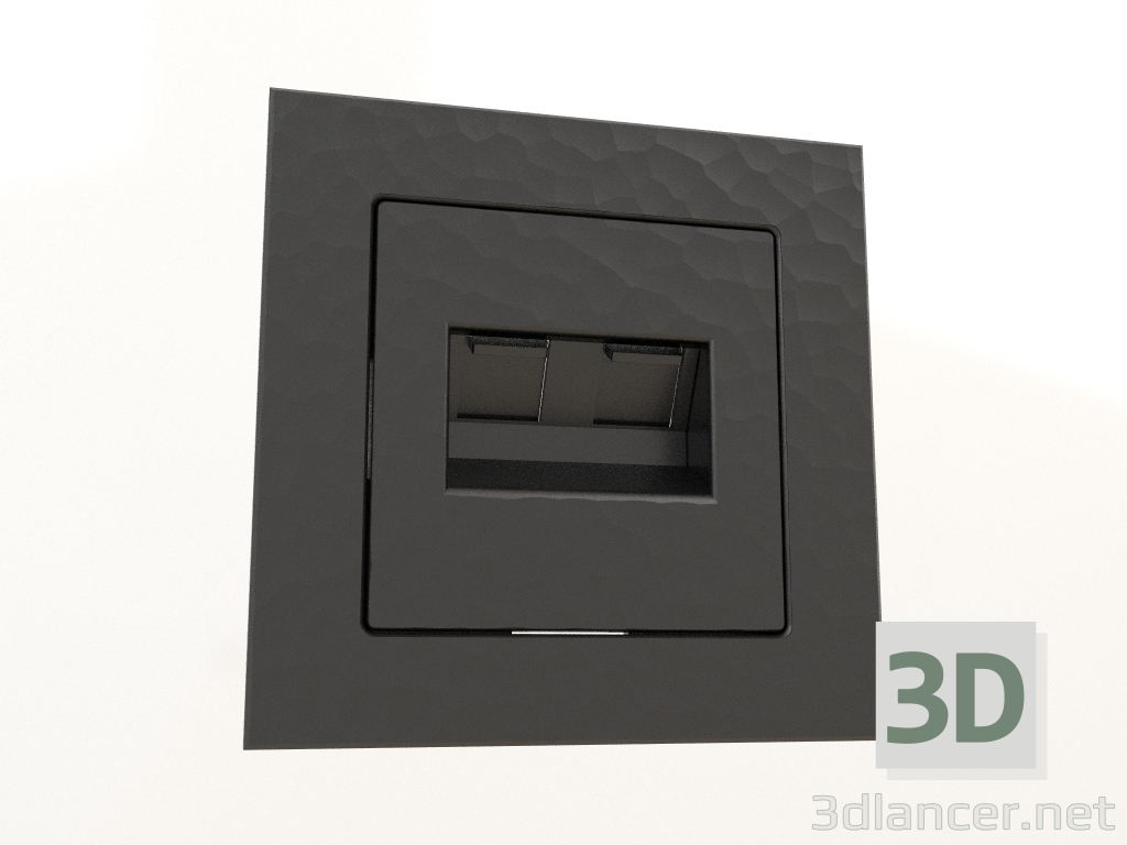 Modelo 3d Soquete Ethernet duplo RJ-45 (martelo preto) - preview