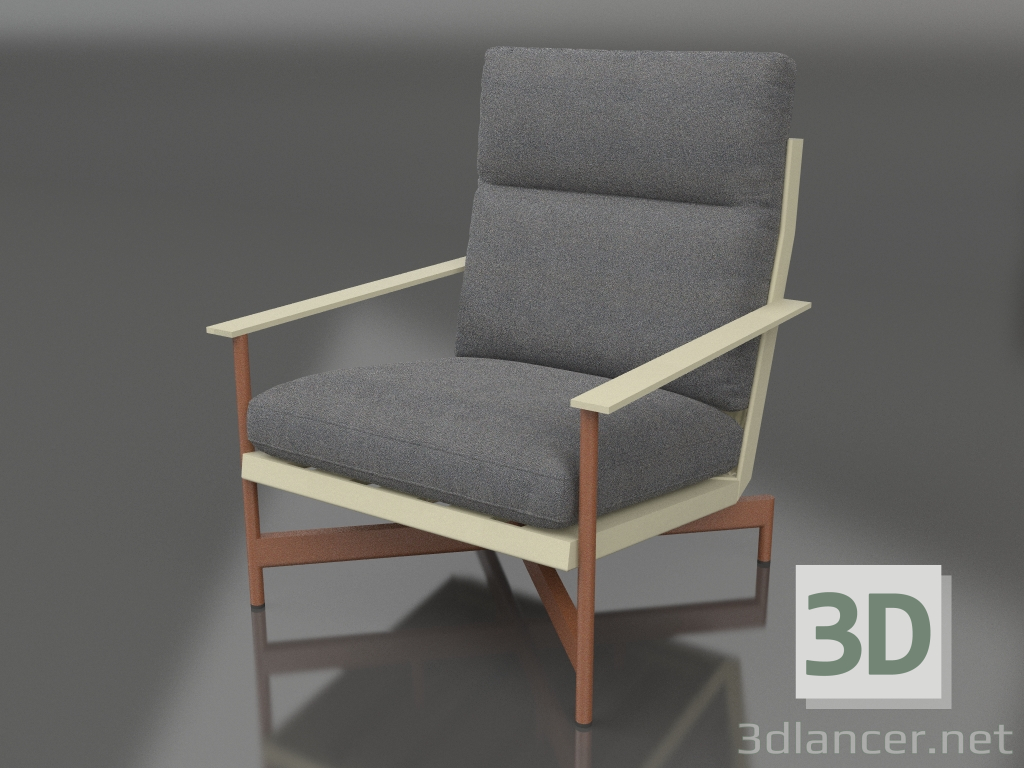 modèle 3D Fauteuil club (Or) - preview