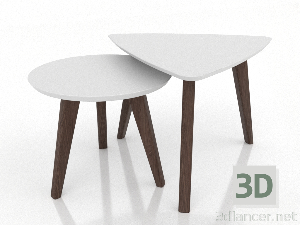 modello 3D Set da tavolino (noce scuro) - anteprima modello 3D Set da tavolino (noce scuro) - anteprima