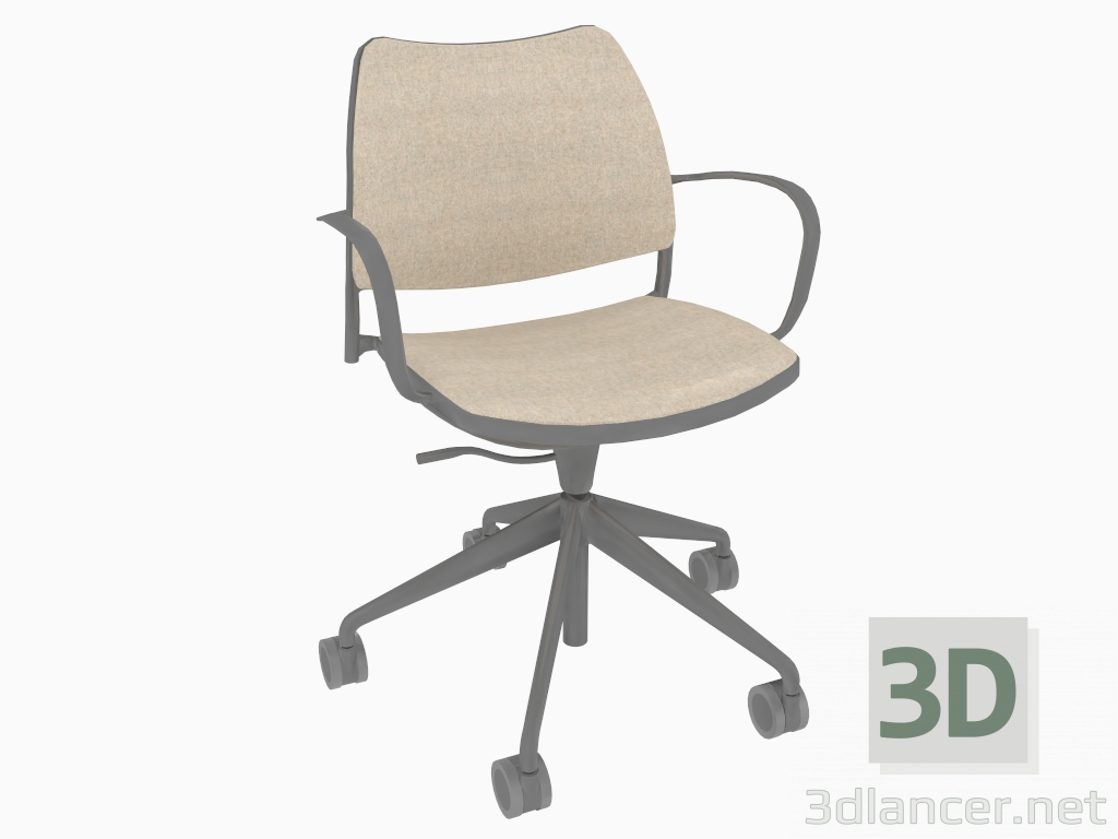 3d model Silla de oficina con estructura negra (con ruedas) - vista previa