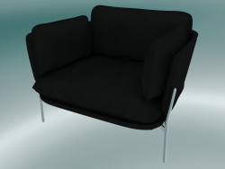 Sillón Cloud (LN1, 84x100 N 75cm, Patas cromadas, Cuero - Seda negra)