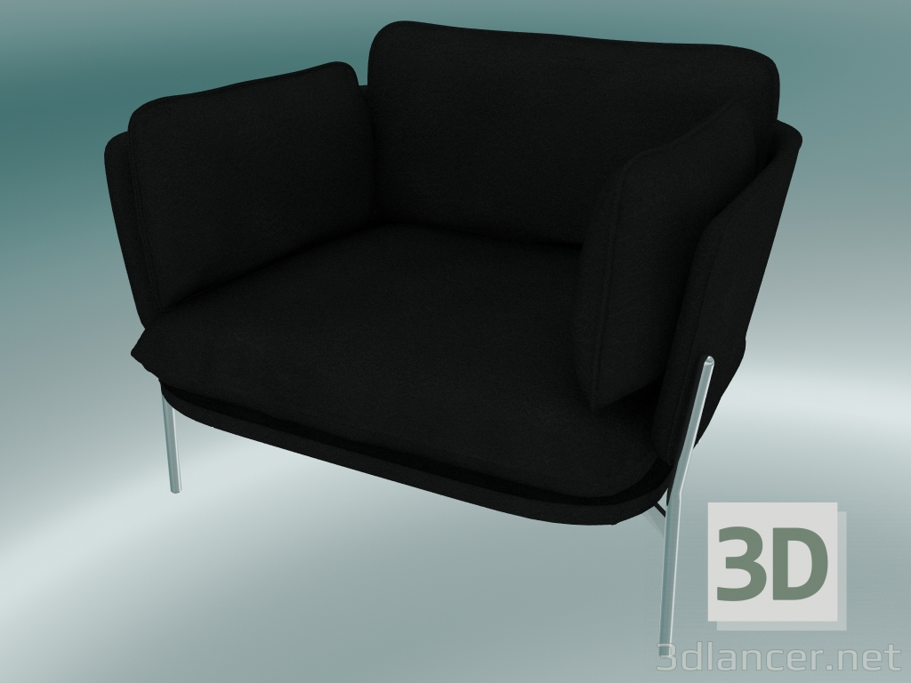 Modelo 3d Poltrona Cloud (LN1, 84x100 N 75cm, pernas cromadas, Couro - Seda preta) - preview