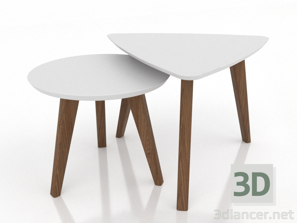 3d model Juego de mesa de centro (nogal claro) - vista previa 3d model Juego de mesa de centro (nogal claro) - vista previa