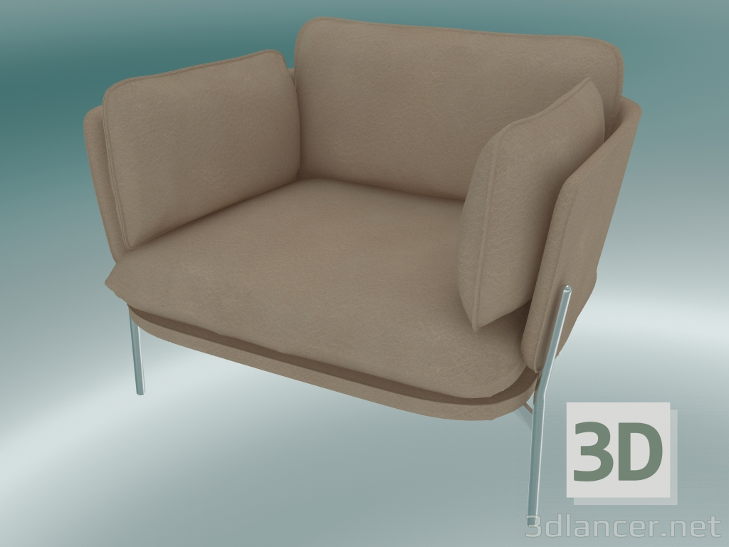 3D Modell Stuhl Cloud (LN1, 84x100 H 75cm, Beine verchromt, Leder - Seidenanilin) - Vorschau