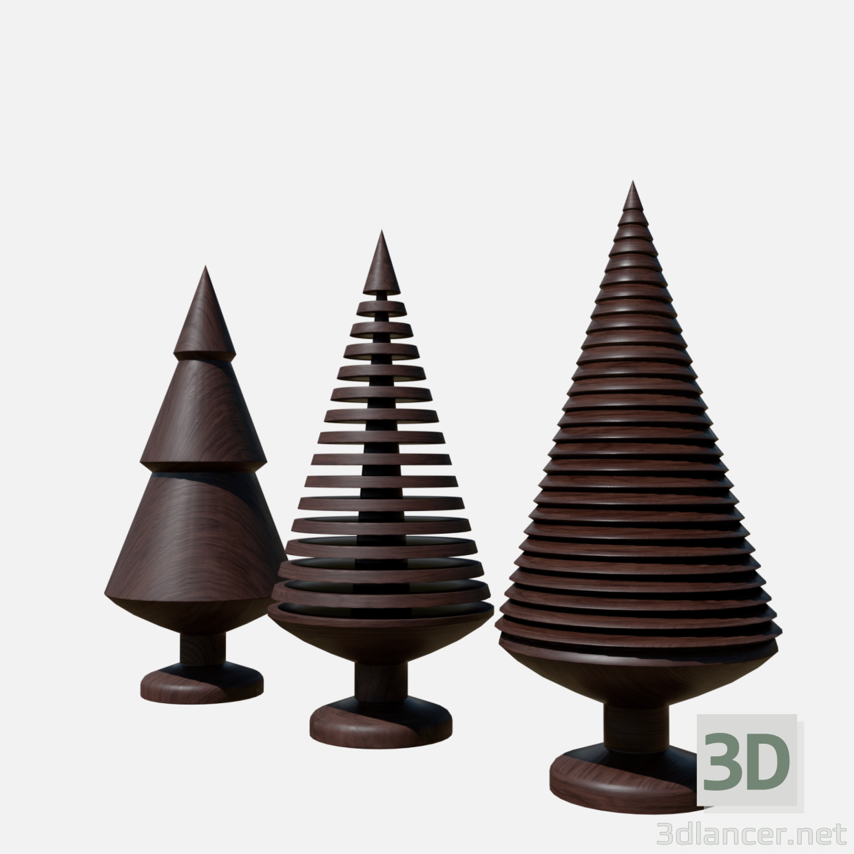 modèle 3D de Collection de décorations d'arbres en bois acheter - rendu