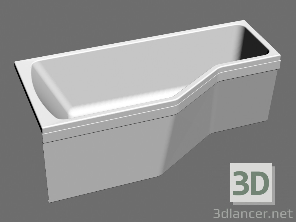 3D Modell Asymmetrische Badewanne BeHappy VANA-1600 R - Vorschau