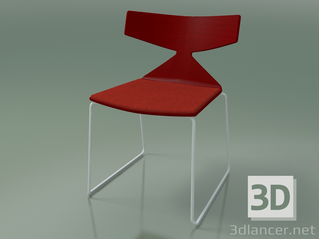 3d model Stackable chair 3711 (on a sled, with a pillow, Red, V12) - preview