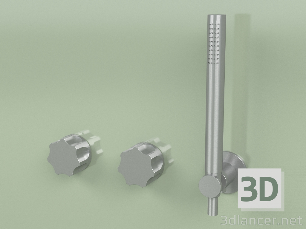 modello 3D Set da parete di 2 miscelatori idroprogressivi con doccetta (17 68, AS) - anteprima