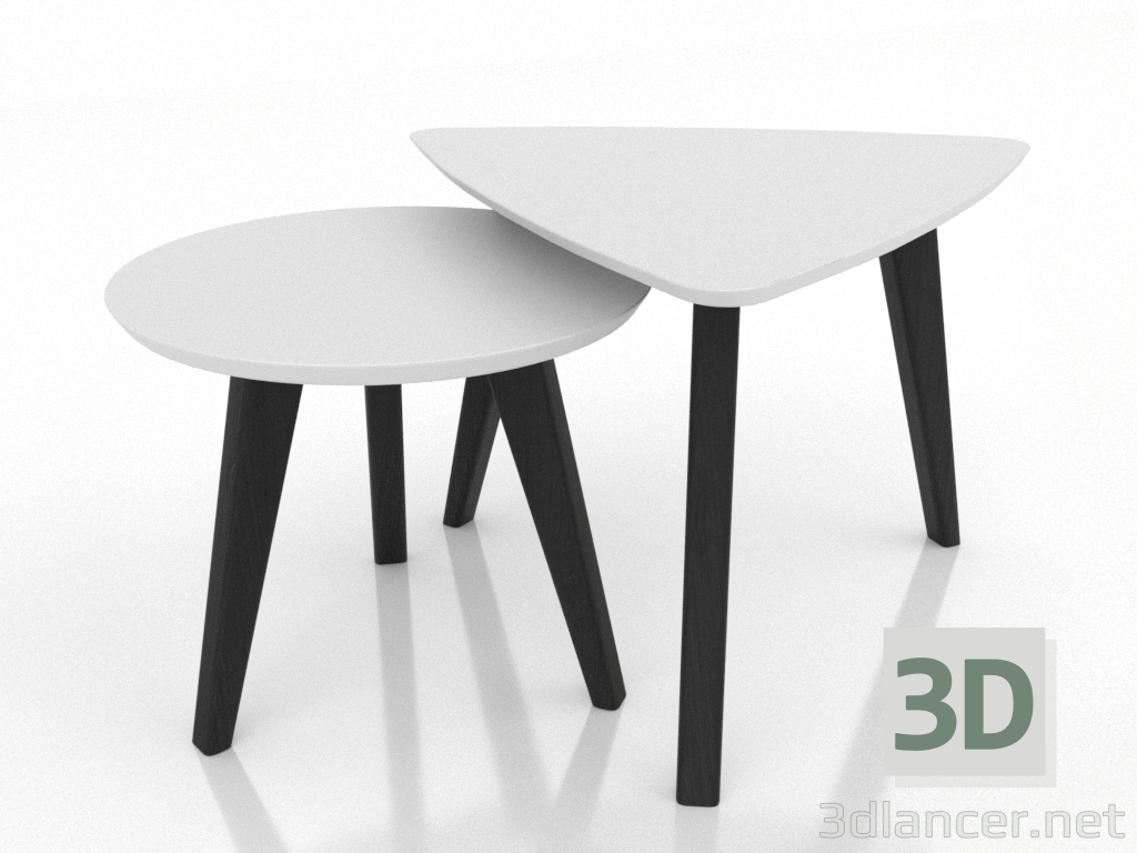 3d model Coffee table set (black RAL 9005) - preview 3d model Coffee table set (black RAL 9005) - preview