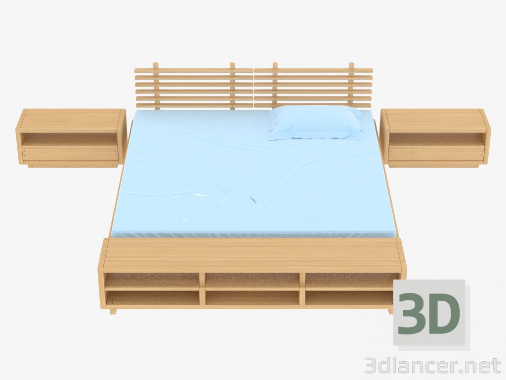 modello 3D Letto matrimoniale serie S (con curvoli, luce) - anteprima