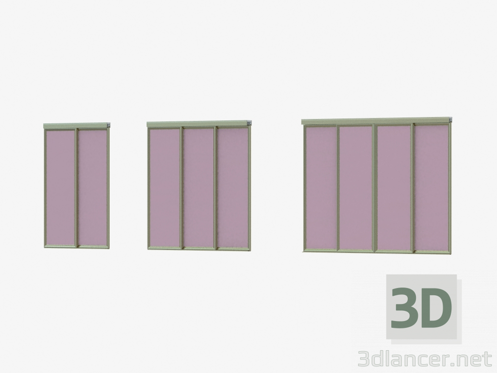 modello 3D Partizione Interroom A4 (vetro grigio champane) - anteprima