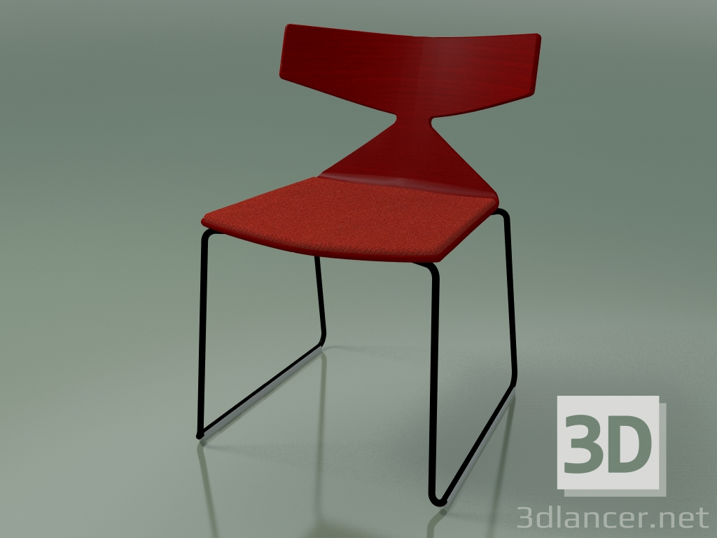 3d model Stackable chair 3711 (on a sled, with a pillow, Red, V39) - preview