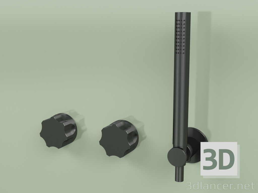 Modelo 3d Conjunto de 2 misturadores hidro-progressivos de parede com chuveiro de mão (17 68, ON) - preview