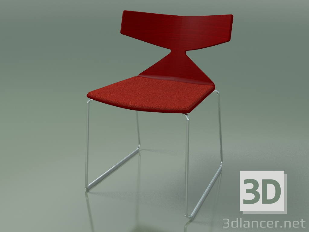 Modelo 3d Cadeira empilhável 3711 (em um trenó, com um travesseiro, vermelho, CRO) - preview