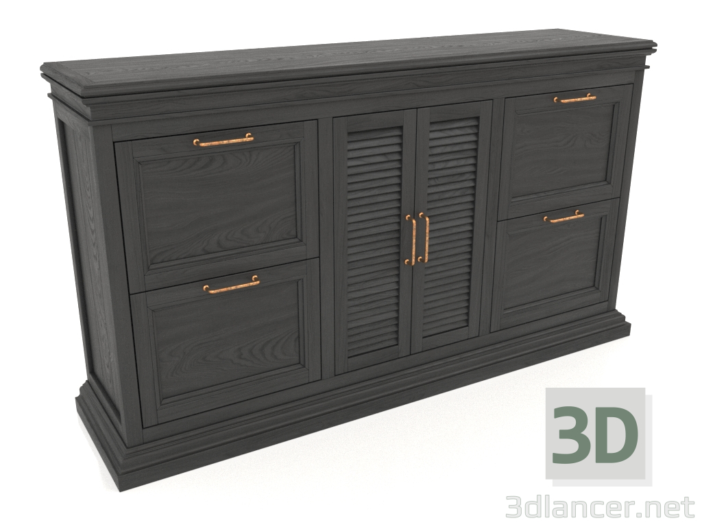 3d model Chest of drawers with doors and drawers (3 sections) - preview