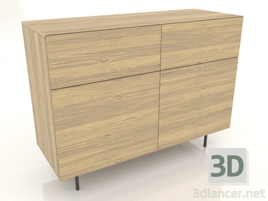 3d model Cómoda 3 1200 mm (roble iluminado) - vista previa