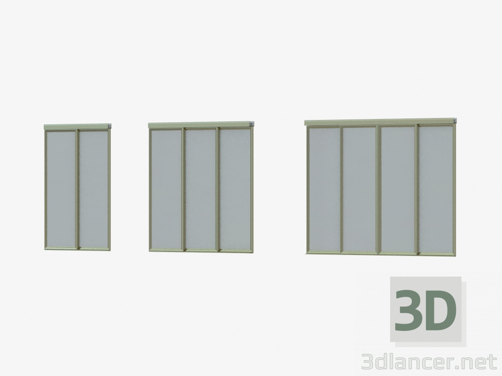 Modelo 3d Partição A4 do Interroom (vidro prateado Sspain champane) - preview