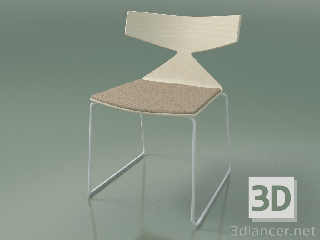 3d model Silla apilable 3711 (en trineo, con almohada, blanca, V12) - vista previa