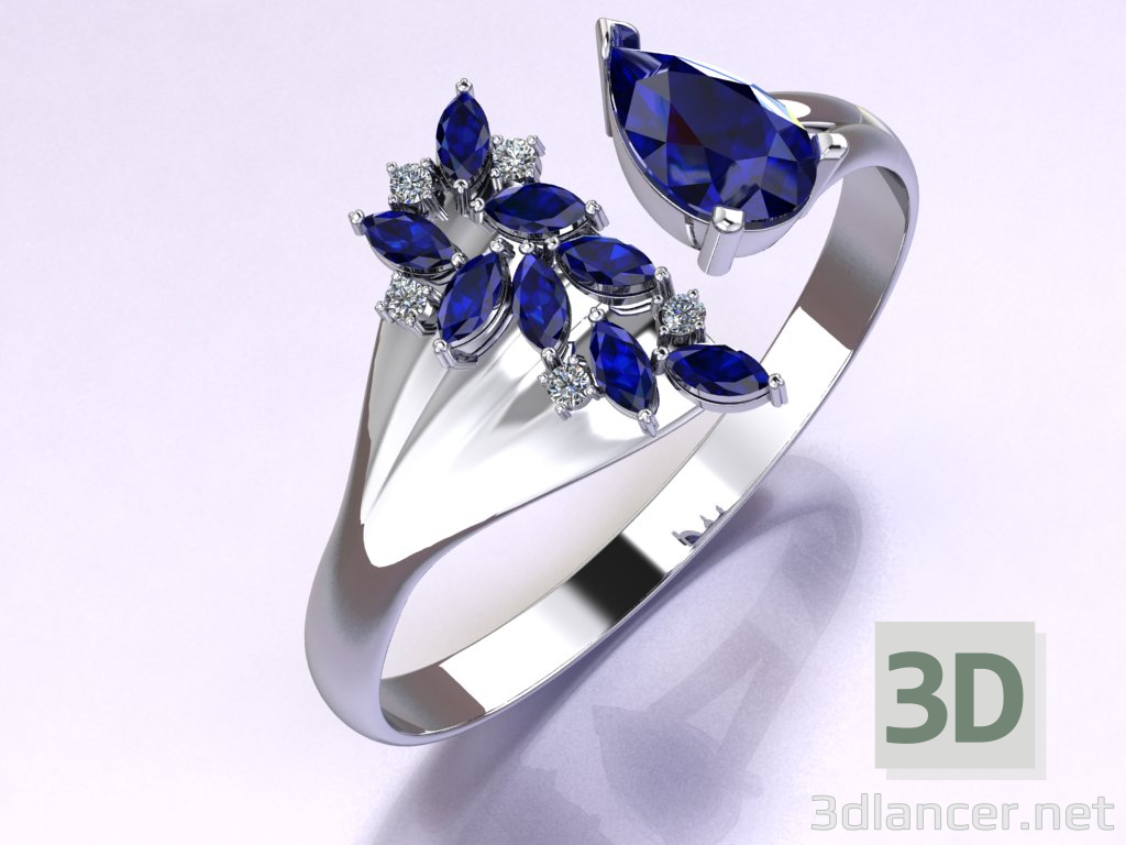 modèle 3D de bague avec saphirs acheter - rendu