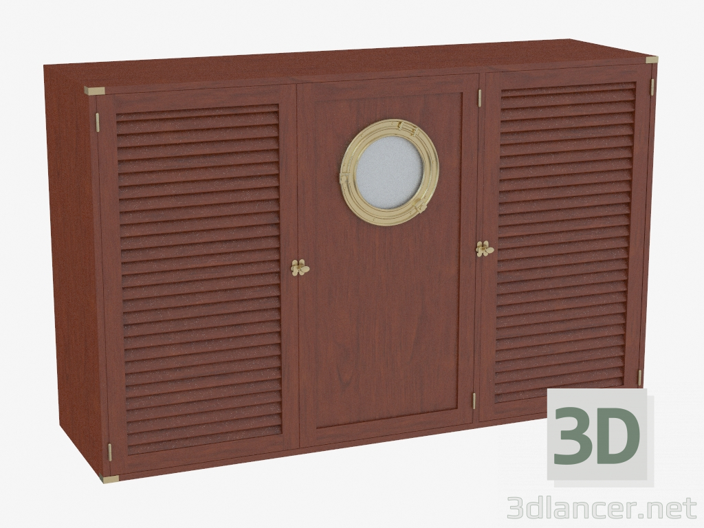 Modelo 3d Pedestal de três portas com decoração - preview