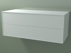 Double drawer (8AUECB01, Glacier White C01, HPL P01, L 120, P 50, H 48 cm)