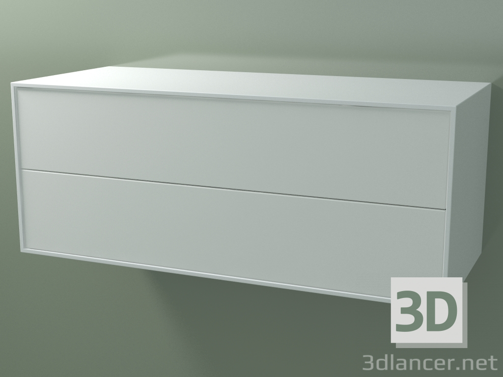 Modelo 3d Gaveta dupla (8AUECB01, Glacier White C01, HPL P01, L 120, P 50, H 48 cm) - preview