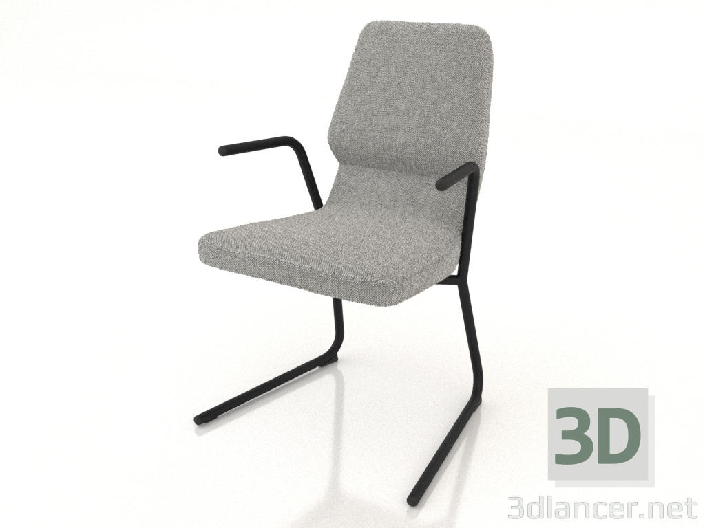 modèle 3D Chaise sur pieds cantilever D25 mm avec accoudoirs - preview