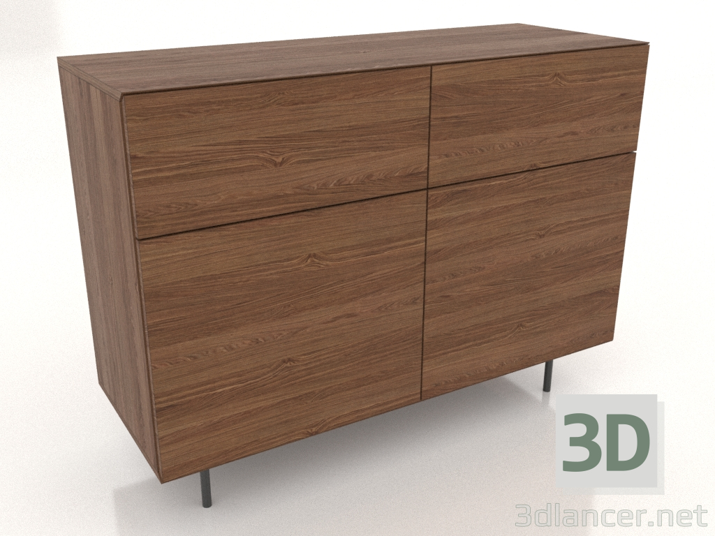 3d model Cómoda 3 1200 mm (nogal claro) - vista previa