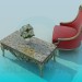 3D Modell Sessel und Couchtisch - Vorschau