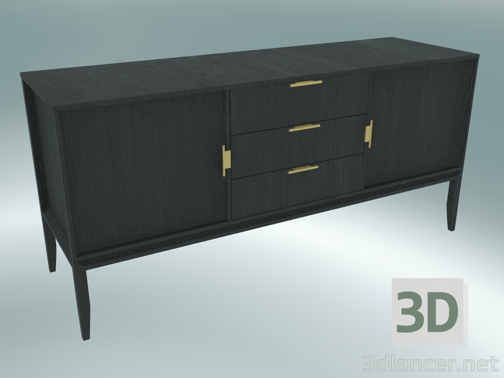 3D Modell Kommode mit 2 Fassaden und 3 Schubladen (Dark Oak) - Vorschau