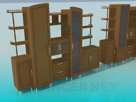 3D Modell Schrankwand - Vorschau