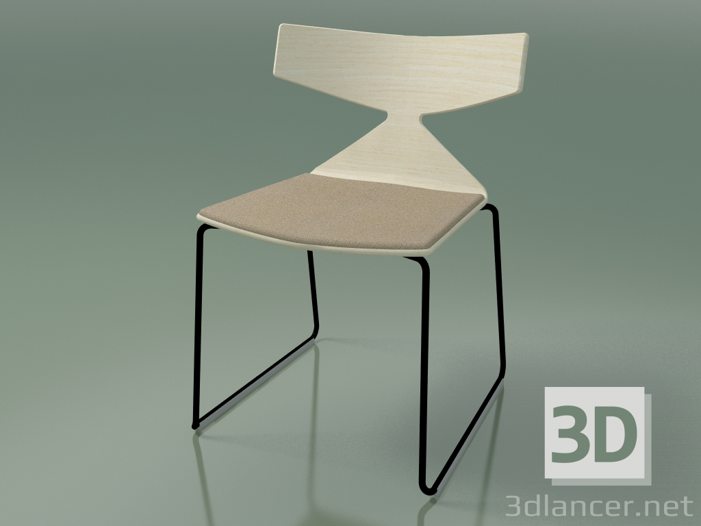 3d model Silla apilable 3711 (en trineo, con almohada, blanca, V39) - vista previa