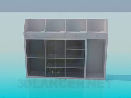 3D Modell Schrank mit Schubladen und Regale - Vorschau