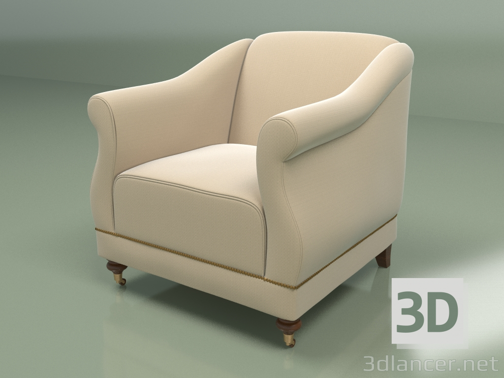 modèle 3D Fauteuil Lucy (beige foncé) - preview