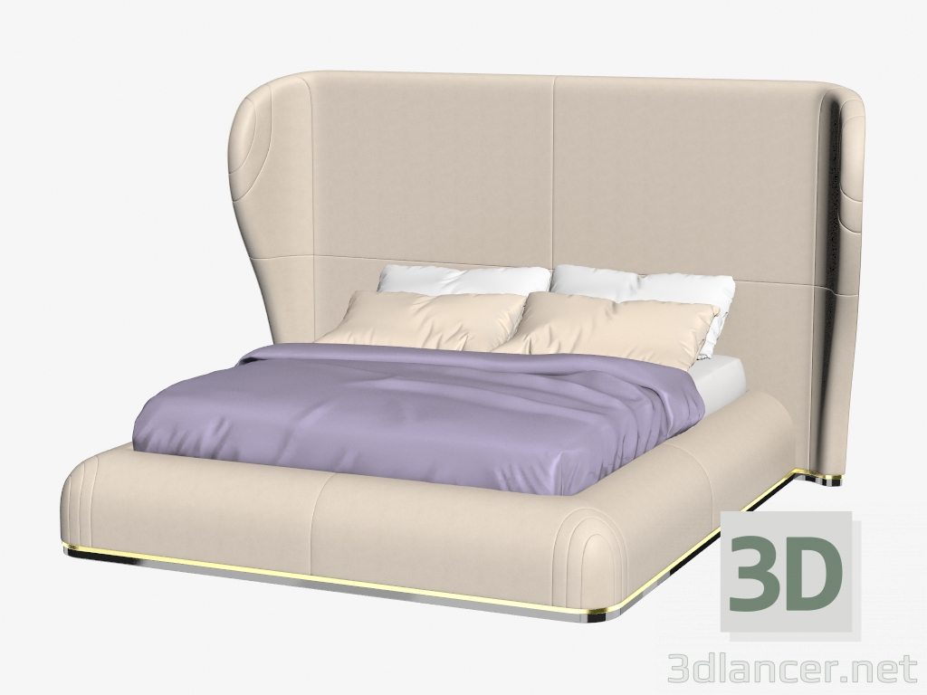 3d model Cama Marilu Art Deco con acabado en cuero - vista previa