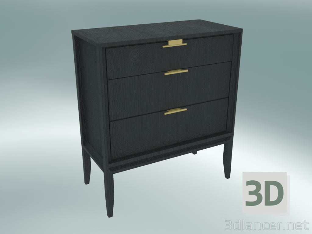 3D Modell Kommode mit 3 Schubladen (Dark Oak) - Vorschau