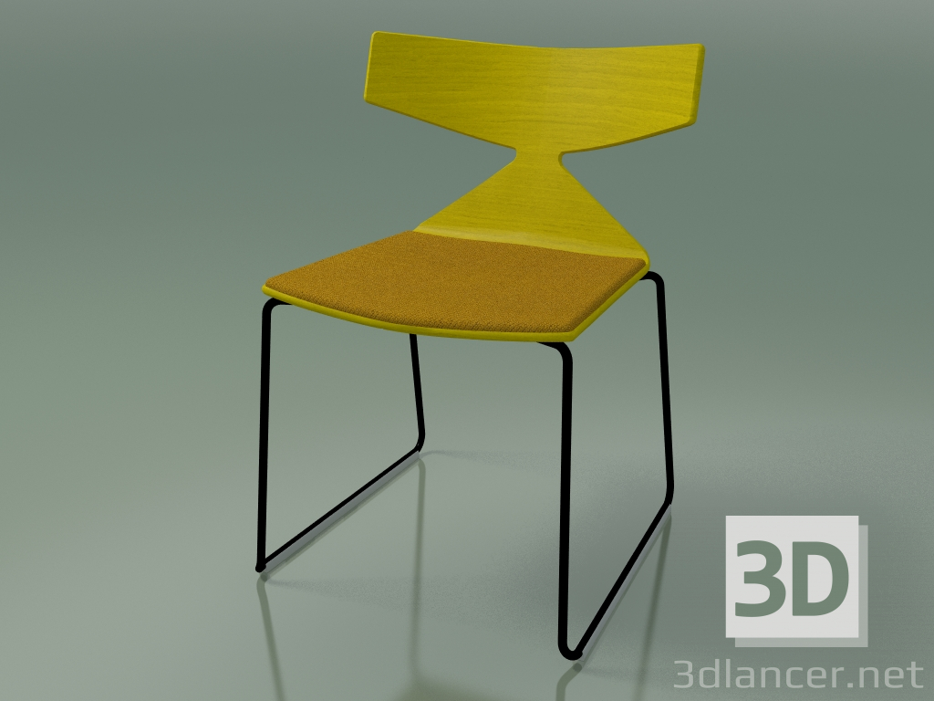 Modelo 3d Cadeira empilhável 3711 (em um trenó, com um travesseiro, amarelo, V39) - preview