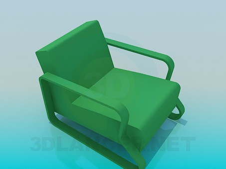 modèle 3D Chaise avec accoudoirs solides - preview