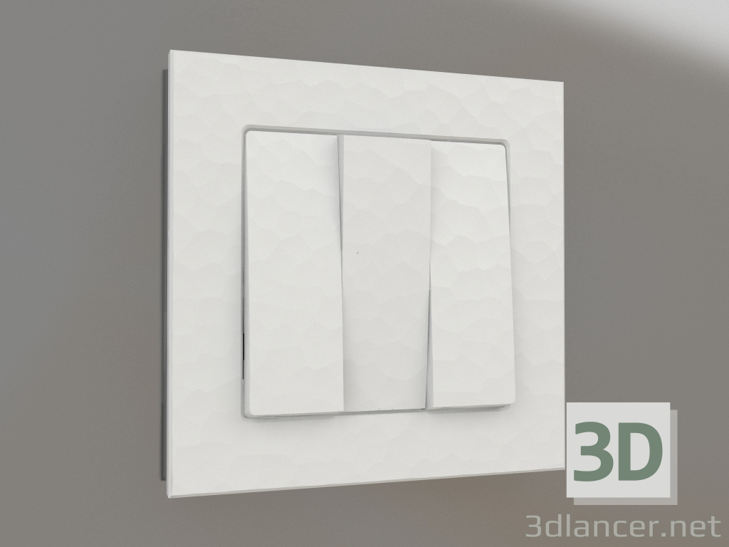 3d model Interruptor de tres teclas (plata martillo) - vista previa