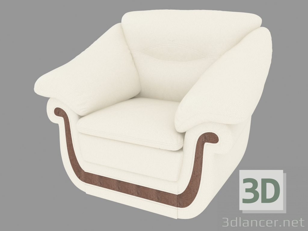 Modelo 3d Poltrona de couro com uma fachada decorativa - preview