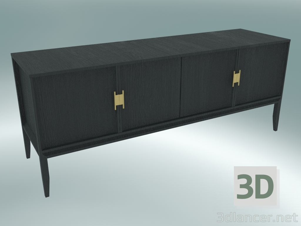 modello 3D Console multimediale con 4 facciate (Rovere scuro) - anteprima