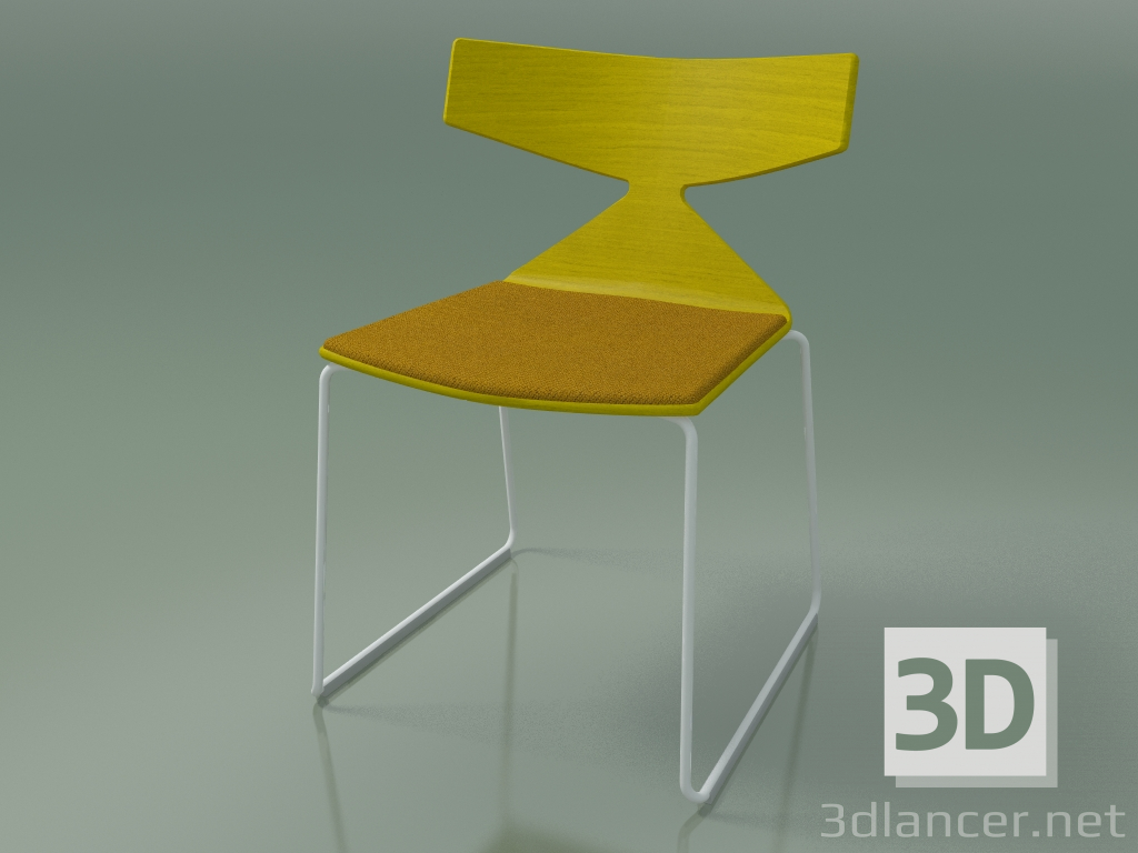 3d model Silla apilable 3711 (en trineo, con almohada, Amarillo, V12) - vista previa