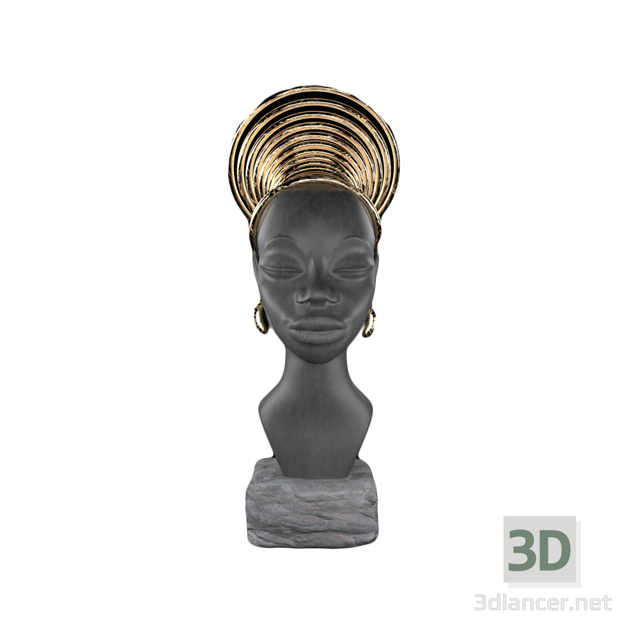 modèle 3D de Buste d'une jeune fille africaine acheter - rendu