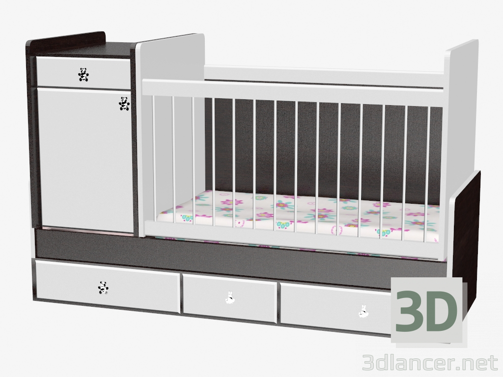 Modelo 3d Cot-transformer para crianças - preview