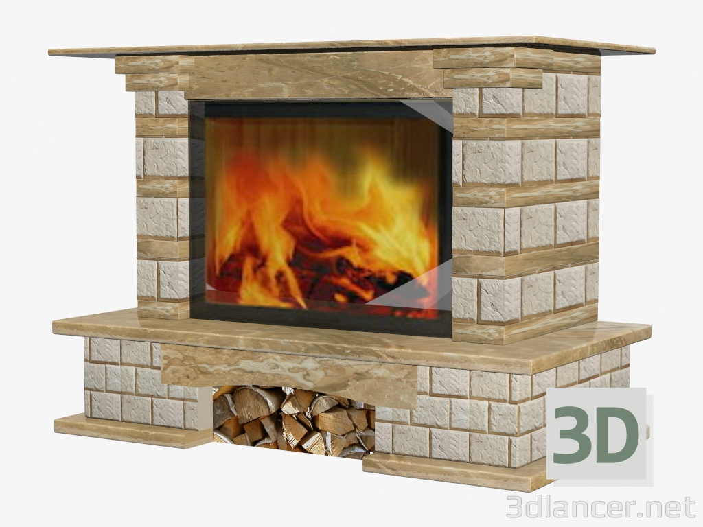 3d model fireplace - preview