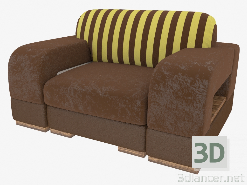 modèle 3D Fauteuil rembourré - preview