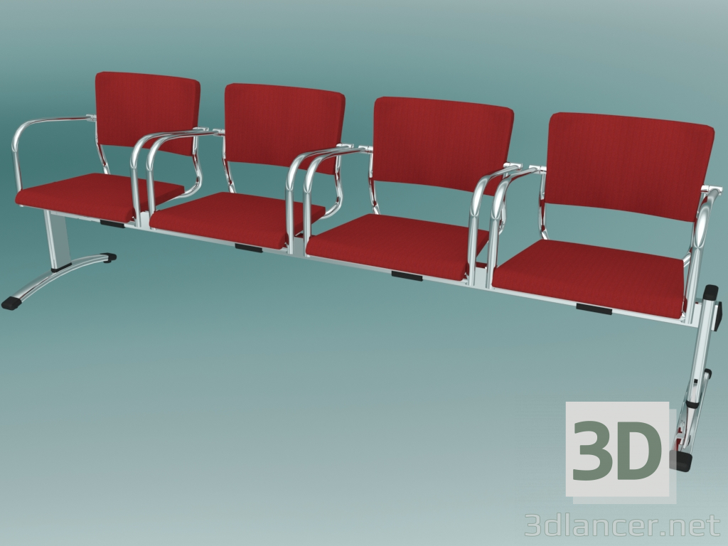 3d model Banco de cuatro plazas (570L4) - vista previa