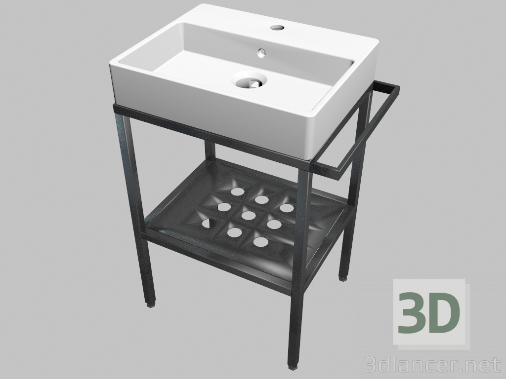 modèle 3D Évier monté sur le dessus de la table avec console - 50x40 cm Termisto (CDTS6U4S) - preview