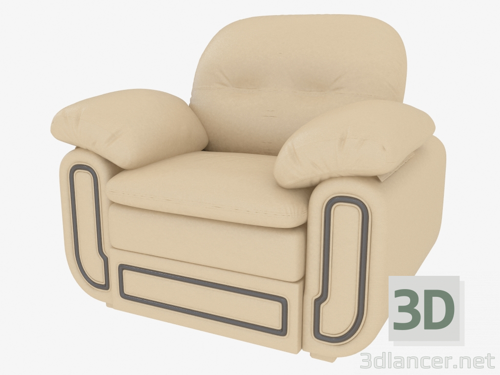 3d model Sillón con cojines suaves en los reposabrazos. - vista previa